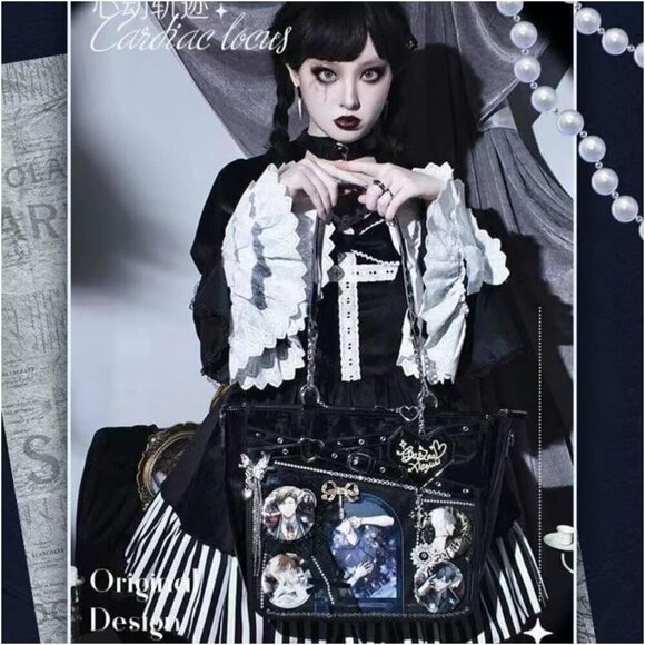 Black PU Leather Shoulder Bag Crossbody Big Capacity Handbag with Chain main image 4
